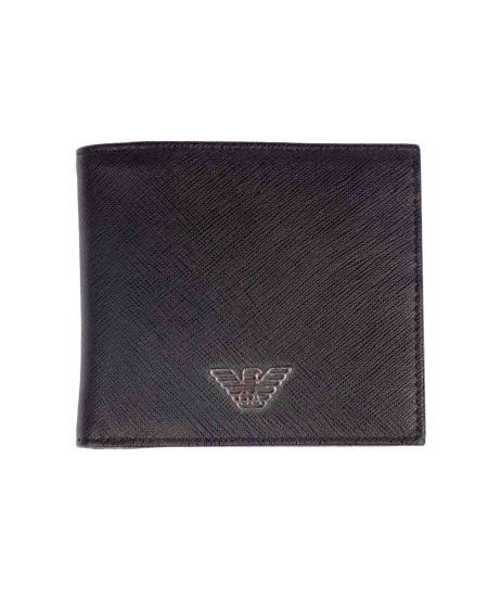 Shop EMPORIO ARMANI  Portafoglio: Emporio Armani wallet in regenerated leather with eagle plate.
Coated fabric.
Metal applications.
Solid color with applications.
Internal pockets.
Composition: 53% Polyamide 47% Polyester.
Made in Türkiye.. Y4R168 Y138E -81072